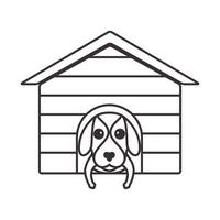 vintage trä hund hus logotyp symbol vektor ikon illustration grafisk design