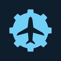 Zahnradform mit Flugzeug fliegen Reisen Transport Logo Symbol Vektor Illustration Design