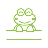 frosch mit banner niedliche karikaturlinie logo symbol vektorillustration vektor