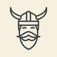 söt huvud viking linje logotyp symbol ikon vektor grafisk design illustration