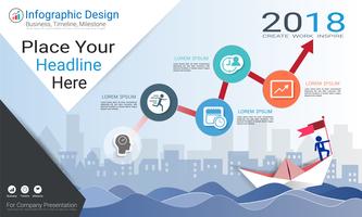 Vorlage für Geschäftsinfografiken, Meilenstein-Zeitachse oder Roadmap mit Optionen für Prozessablaufdiagramm 4. vektor