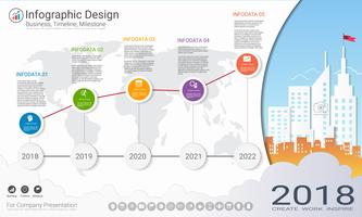Vorlage für Geschäftsinfografiken, Meilenstein-Zeitachse oder Roadmap mit Optionen für Prozessablaufdiagramm 5. vektor