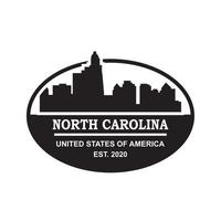 north carolina skyline silhuett vektor logotyp