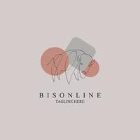 bison linje stil logotyp mall design för varumärke eller företag och andra vektor