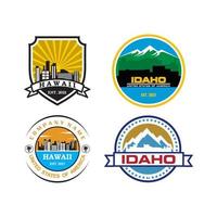 hawaii och idaho skyline vektor logotyp