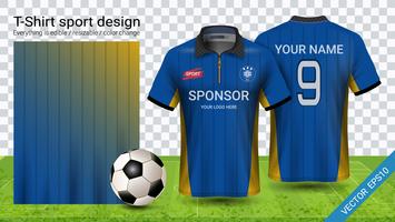 Polo t-shirt design med dragkedja, Fotbollsjack sport mockup mall för fotbolls kit eller aktiva uniform. vektor