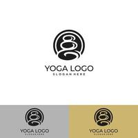 minimal ikon logotyp för yoga person med träd vektor