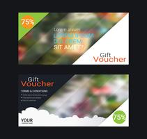 Geschenkgutscheine und Gutscheine, Rabatt-Gutschein oder Banner-Web-Vorlage mit unscharfen Hintergrund. vektor