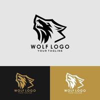 wolf desain logotyp vektor