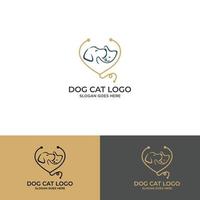 hund och katt logotyp design vektor. vektor