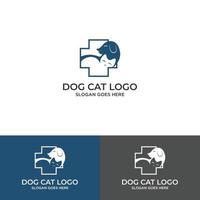 Hund und Katze Logo-Design-Vektor. vektor