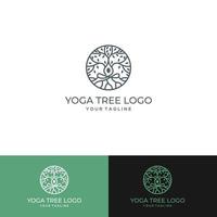 Yoga-Logo-Vektor, eine Mannmeditation an einem natürlichen Ort. vektor