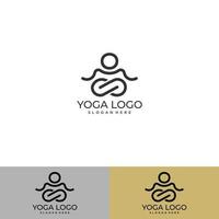 minimal ikon logotyp för yoga person med träd vektor