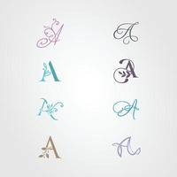 kreativa första bokstaven en logotyp med cirkel handritad blomma element. design vektor illustration symbol mall