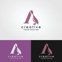 kreativer anfangsbuchstabe ein logo mit handgezeichnetem blumenelement des kreises. Design-Vektor-Illustration-Symbol-Vorlage vektor