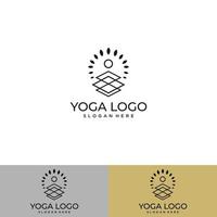 minimal ikon logotyp för yoga person med träd vektor