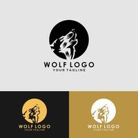 wolf desain logotyp vektor