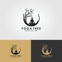 Yoga-Logo-Vektor, eine Mannmeditation an einem natürlichen Ort. vektor