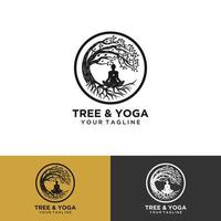 Yoga-Logo-Vektor, eine Mannmeditation an einem natürlichen Ort. vektor