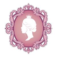 Profil Silhouette einer Prinzessin im Rahmen vektor