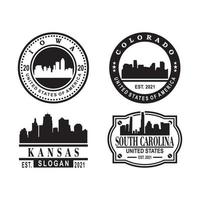 iowa, colorado, kansas und south carolina skyline silhouette vektor logo