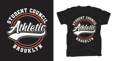 athletischer Brooklyn-Typografie-T-Shirt Entwurf des Studentenrates vektor