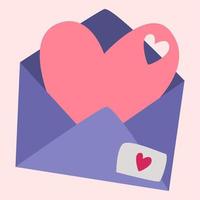 ein Umschlag mit einem rosa Herzen. Valentinskarte. vektor