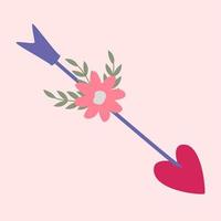 Pfeil. ein Pfeil mit einer Herzspitze und einer Blume. vektor