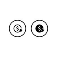 Dollar-Kostenreduzierungs-Icon-Vektor im Linienstil vektor