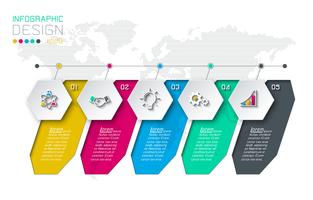 Geschäftshexagonaufkleber formen infographic Gruppenstange. vektor