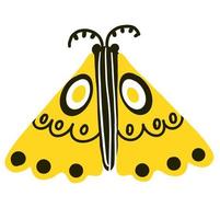 Doodle-Motte mit Ornament auf den Flügeln, isoliert auf weiss vektor