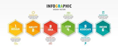 Vektor-Infografik-Etikettenvorlage mit Symboloptionen oder Schritten Infografiken für Präsentationen von Geschäftsideen. Sie kann für Informationsgrafiken, Präsentationen, Websites, Banner und Printmedien verwendet werden. vektor