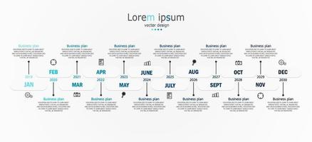 zeitachse infografik vorlage präsentation geschäftsidee mit symbolen, optionen oder schritten. Infografiken für Geschäftsideen können für Datengrafiken, Flussdiagramme, Websites, Banner verwendet werden. vektor