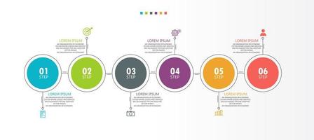 Vektor-Infografik-Etikettenvorlage mit Symboloptionen oder Schritten Infografiken für Präsentationen von Geschäftsideen. Sie kann für Informationsgrafiken, Präsentationen, Websites, Banner und Printmedien verwendet werden. vektor