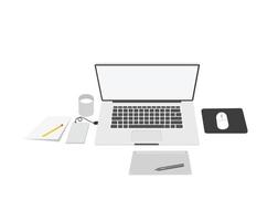 lära och lära affärskontor att arbeta modern inredning, kontorsskåp med dator färgglad vektorillustration i platt tecknad stil vektordesign vektor