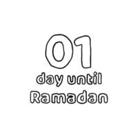 countdown bis ramadan - 01 tage bis ramadan - 01 hari menuju ramadhan bleistiftskizzenillustration vektor