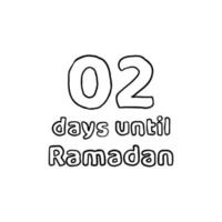 countdown bis ramadan - 02 tage bis ramadan - 02 hari menuju ramadhan bleistiftskizzenillustration vektor