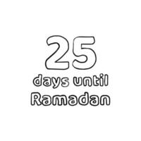 nedräkning till ramadan - 25 dagar till ramadan - 25 hari menuju ramadan pennskissillustration vektor