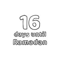 nedräkning till ramadan - 16 dagar till ramadan - 16 hari menuju ramadan pennskissillustration vektor