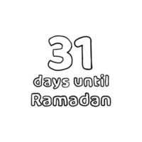 countdown bis ramadan - 31 tage bis ramadan - 31 hari menuju ramadhan bleistiftskizzenillustration vektor