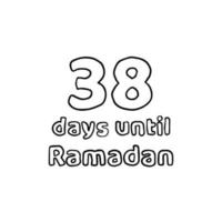 countdown bis ramadan - 38 tage bis ramadan - 38 hari menuju ramadhan bleistiftskizzenillustration vektor