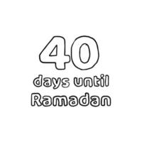 countdown bis ramadan - 40 tage bis ramadan - 40 hari menuju ramadhan bleistiftskizzenillustration vektor