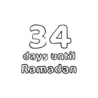 countdown bis ramadan - 34 tage bis ramadan - 34 hari menuju ramadhan bleistiftskizzenillustration vektor