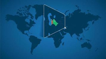 Detaillierte Weltkarte mit angehefteter vergrößerter Karte von Turkmenistan und den Nachbarländern. vektor