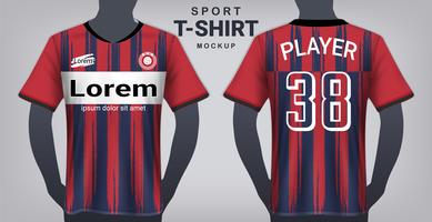 Fußball-Jersey und Sport-T-Shirt-Modell-Schablone, realistische Grafikdesign-Vorder- und Rückansicht für Fußball-Ausrüstungs-Uniformen. vektor