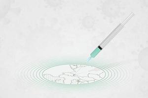 liechtenstein vaccinationskoncept, vaccininjektion i karta över liechtenstein. vaccin och vaccination mot coronavirus, covid-19. vektor