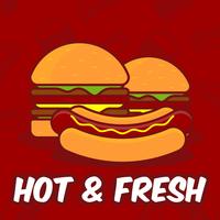 Sommer-Schnellimbiss-Design mit Burger und Hotdog-Illustration vektor