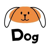 handgezeichnetes kinderposter mit süßem hund. der Kopf eines Hundes mit Schriftzug. die illustration eignet sich für postkarten, drucke, poster. vektor