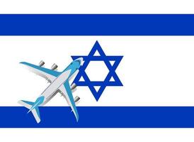 vektorillustration eines passagierflugzeugs, das über die flagge israels fliegt. Konzept von Tourismus und Reisen vektor