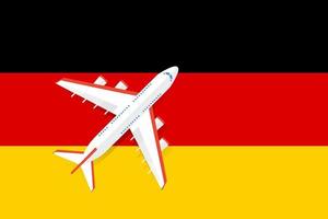 vektorillustration av ett passagerarplan som flyger över den tyska flaggan. begreppet turism och resor vektor